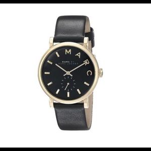 Marc by Marc Jacobs black and gold leather watch